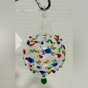 Off Hand Glassblowing Multi Color Confetti Ornament, Sun Catcher